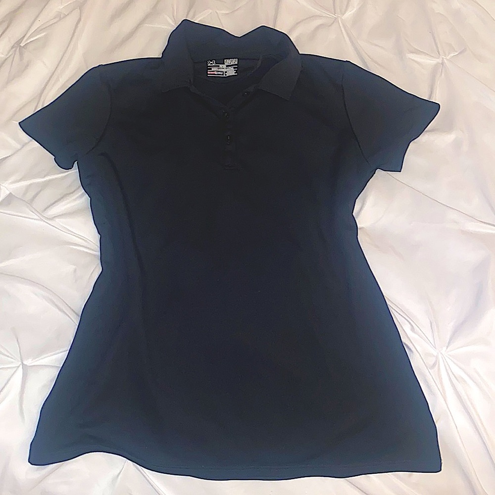 Under Armour black fitted polo heat gear size medium md m